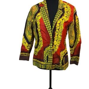 🌟🔥 BOGO Sale🔥🌟 Vibrant Red and Yellow Patterned Jacket
